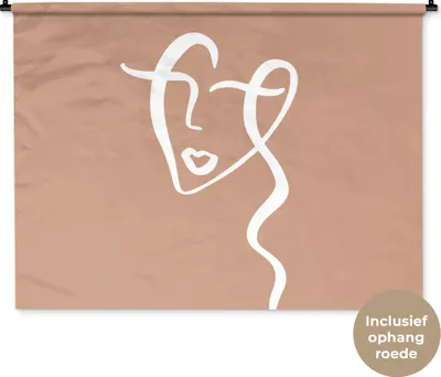Produktbild von MuchoWow® Wandteppich Wandbehang Frau - Gesicht - Abstrakt 150x112 cm Tapisserie Dekoration Wandtuch - Wanddecke - Wandteppiche