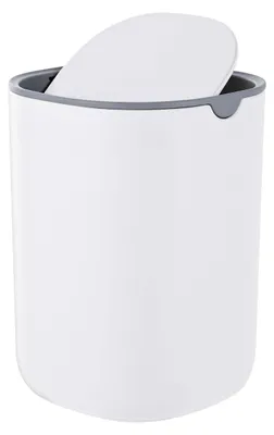 Produktbild von Relaxdays Tischmülleimer, mini, Kosmetikeimer Bad, Küche, & Büro, 1,5 L, Schwingdeckel, Abfalleimer, Kunststoff, weiß