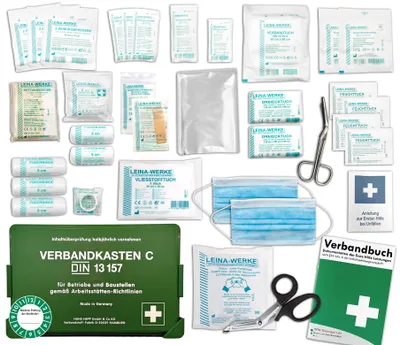 Produktbild von Betriebsverbandkasten 2 in 1 DIN 13157 für Betriebe incl. Verbandbuch