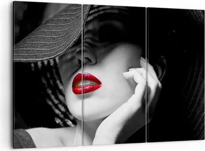 Produktbild von Bild auf Leinwand - Leinwandbild - Frau Gesicht Lippen - 105x70cm - Wand Bild - Wanddeko - Leinwanddruck - Bilder - Kunstdruck - Wanddekoration - Leinwand bilder - Wandkunst - CE105x70-3618