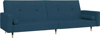 Produktbild von vidaXL Schlafsofa 2-Sitzer mit 2 Kissen Blau Samt