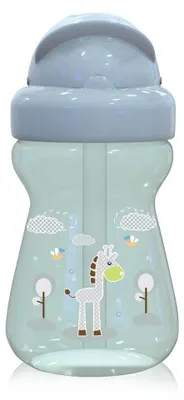 Produktbild von Baby Care Kinder Trinkflasche 325 ml Sport-Sipper Tiere Schutzdeckel Strohhalm grün