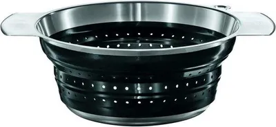 Image de Passoire de cuisine pliable - Acier inoxydable - 24 cm - Noir