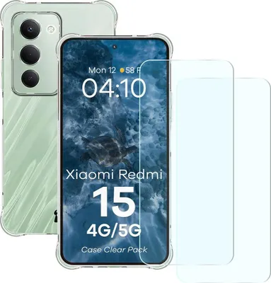 Produktbild von Schutzhülle + 2x gehärtetes Glas für Xiaomi Redmi 15 4G / 5G, Bizon Case Clear Pack, Transparent