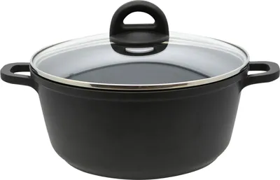 Produktbild von Kochtopf - Ø 24 cm - Schwarz - Aluminiumguss - mit Glasdeckel - Antihaftbeschichtung