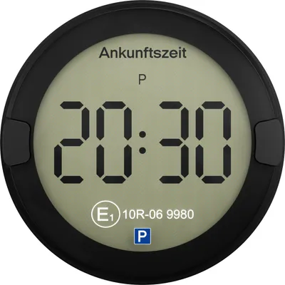 Produktbild von ooono Elektronische Parkscheibe P-DISC No2, schwarz, Polycarbonat, universell, automatische Parkzeiteinstellung, Dänisch, KBA-Zulassung