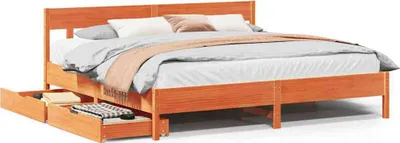Produktbild von vidaXL Massivholzbett ohne Matratze Wachsbraun 180x200 Kiefernholz