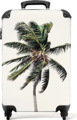 Produktbild von NoBoringSuitcases.com® Koffer Handgepäck Trolley Rollkoffer Kleine Reisekoffer mit 4 Rollen - Palme - Grün - Natur - Blätter - Cabin Size < 55x40x23 cm & 55x40x20 cm - Fotokoffer - Kabinenkoffer - BoardgepäckHandgepäck Koffer 55x35x20 cm, 36L,
