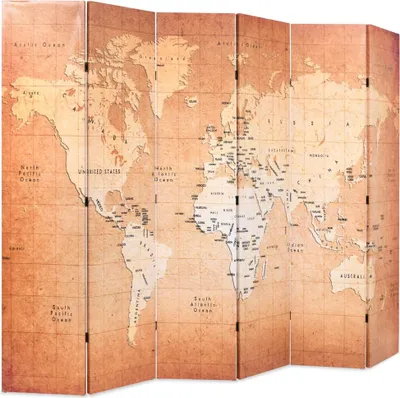 Obrázok produktu pre vidaXL Skladacia deliaca stena 228 x 170 cm Mapa sveta žltá