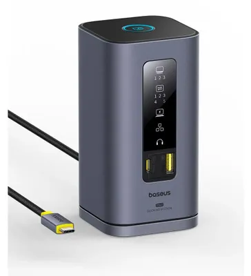Produktbild von Baseus B00568101813-01, Kabelgebunden, USB 3.2 Gen 1 (3.1 Gen 1) Type-C, 100 W, 1000 Mbit/s, Grau, 3840 x 2160 Pixel