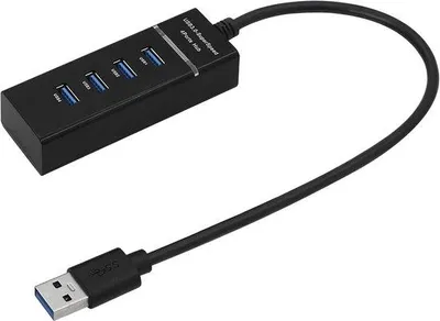 Obrázok produktu pre USB 3.0 rozbočovač, 4 porty, 5 Gb/s – 30 cm, čierny, s LED indikátorom, vhodný pre PC a notebooky