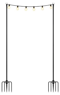 Image de Relaxdays, lot de 2 supports pour guirlandes lumineuses, 3 mètres, pour l'extérieur, poteaux pour lampes, 2 en 1, pour sol et clôture, en fer, couleur noire