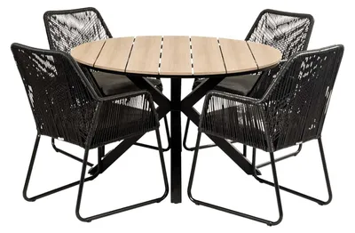 Produktbild von 5-teiliges Gartenset | 4 Mona Gartenstühle | Limasol Gartentisch | ø 120 cm