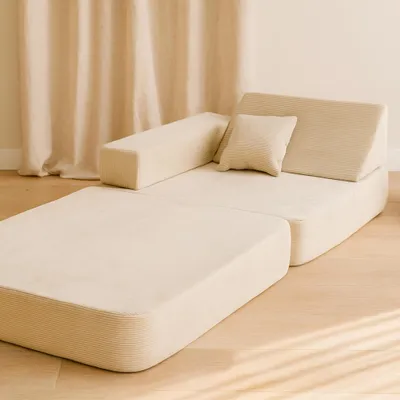 Produktbild von Bequemes modulares Kinder-Sofa im skandinavischen Stil beige