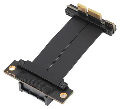 Zdjęcie produktu dla Przedłużacz PCIe 4.0 x1 z dwoma złączami pod kątem 90 stopni do kart graficznych, kart WiFi i kart dźwiękowych – 10 cm / 3,9 cala