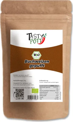 Produktbild von Buchweizen gepufft im 350g Beutel von Tasty Pott