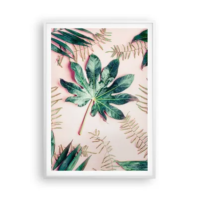 Produktbild von Gerahmtes Poster - Weißer Rahmen - Blatt Tropisch Palme - 70x100 cm - Wand Bild - Wanddeko - Wandbilder - Kunstposter - Wandposter - Bilderrahmen - Bilder - Kunstdruck - Wandbild - P2WPA70x100-4314