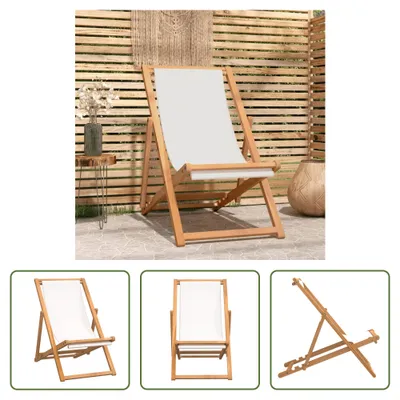Produktbild von The Living Store Liegestuhl Teak 56x105x96 cm Creme