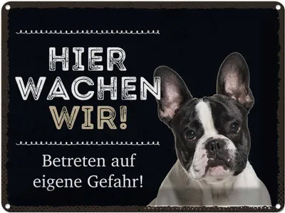 Produktbild von vianmo Blechschild 30x40 cm Tiere hier wachen wir eigene Gefahr Tier Haustier Hund