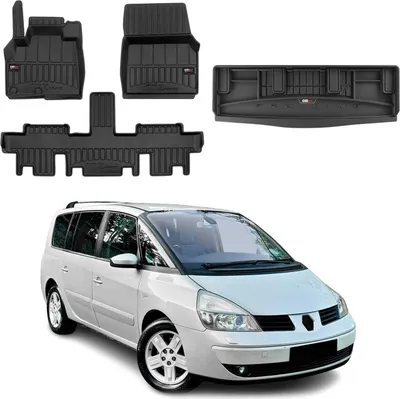 Image de Kit Tapis de Sol et Coffre pour Renault Espace 2002-2014 en Caoutchouc Noir