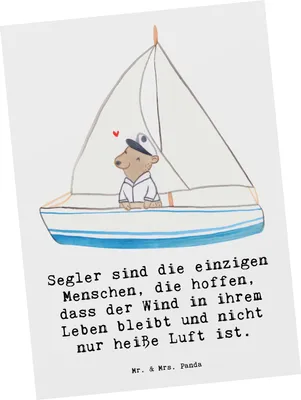 Produktbild von Mr. & Mrs. Panda Ansichtskarte Segeln Lebenswind - Weiß - Geschenk, Teamarbeit, Naturgewalten, Sportart, Kunstkarten, Segler, Meer, Ansichtskarten, Segelboot, Teamsport