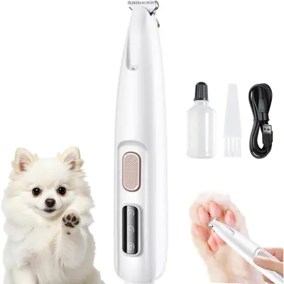 Produktbild von Hunde- & Katzenpfotentrimmer mit LED-Licht, 18mm Präzisionsklinge, leise & wasserdichte Tierhaarschneidemaschine für Pfoten, Augen, Ohren, Gesicht