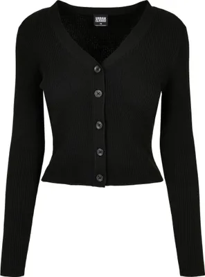 Produktbild von Urban Classics Ladies - Short Rib Knit Cardigan schwarz - XX
