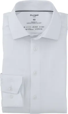 Produktbild von Olymp Businesshemd Luxor Modern Fit normale Passform weiß einfarbig Baumwolle