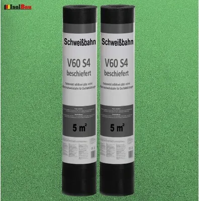 Produktbild von Isolbau Schweißbahn V60 S4 Glasvlieseinlage beschiefert GRÜN 10m2 Dachpappe Bitumenbahn 2 Rollen