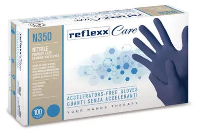 Produktbild von Reflexx N350 Nitrilhandschuhe ohne Beschleuniger, mikrorau, 3,2 g, Kat. 3, 100 Stück, M