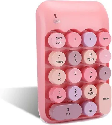 Obrázek produktu pro Miniaturní retro numerická klávesnice, 18 kláves, červené, kulaté, malé klávesy, stolní, pro účetnictví.