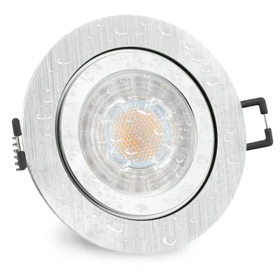 Produktbild von RW-2 Einbauleuchte Bad LED 230V - mit tauschbarem LED GU10 3W neutralweiß - Einbaustrahler rund gebürstet IP44 Bad & Aussen