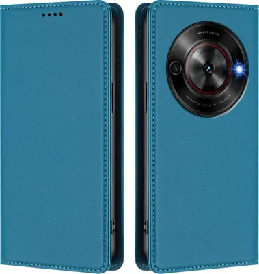 Produktbild von Handyhülle für ZTE Blade A75 5G, Kunstleder Klapphülle Stoßfeste Magnetische Hülle mit Ständer Blau