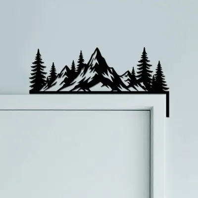Metall-Türrahmen-Ornament, Bergmuster, 30x15 cm, schwarz