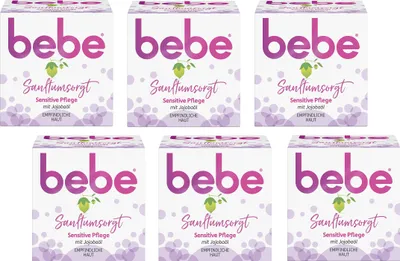 Produktbild von bebe Sanftumsorgt Sensitive Pflege Gesichtscreme mit Jojobaöl Haut 6x 50 ml