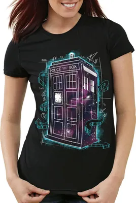 Produktbild von style3 Space Box T-Shirt Damen zeitreise serie polizei notrufzelle, Größe:XL