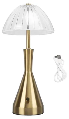 Obrázok produktu pre Zlatá bezdrôtová stolná lampa, dobíjateľná, 3-farebné dotykové stmievanie, kryštál do spálne alebo na jedálenský stôl v reštaurácii