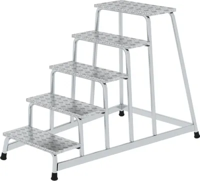 Produktbild von Arbeitspodest starr | 5 Stufen | Aluminium-Warzenblech | Rutschfeste Kunststoffschuhe