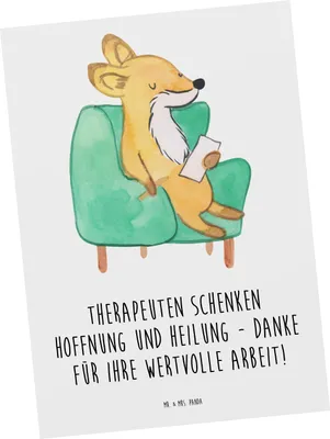 Produktbild von Mr. & Mrs. Panda Postkarte Therapeut Dankeschön - Weiß - Geschenk, Dankbarkeit, bildkarte, Bedanken, handgefertigt, Danke sagen, Geschenke, Heilung, Ansichtskarten