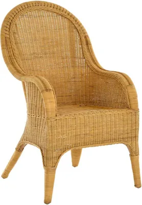 Produktbild von KRINES HOME  Bequemer Rattansessel mit hoher Rückenlehne Rattan Rattanstuhl Lounge mit Breiten Armlehnen (Honig, ohne Polster)