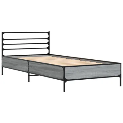 Produktbild von Bettgestell Grau Sonoma 75x190 cm Holzwerkstoff und Metall
