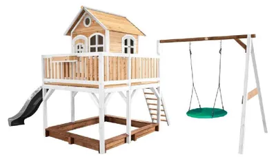 Produktbild von Axi Playhouse Liam Nestschaukel 277 x 613 x 291 cm Holz Natur Weiß Grau
