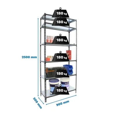 Produktbild von Simonrack Schwerlastregal SIMONCLICK 6 8425437098475 anthrazit, silber 90,0 x 50,0 x 250,0 cm