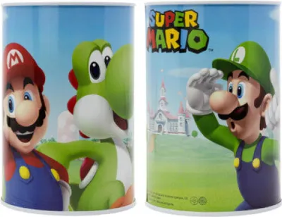Produktbild von Super Mario Luigi Yoshi Kinder XL Spardose Sparschwein aus Weißblech 1000 ml