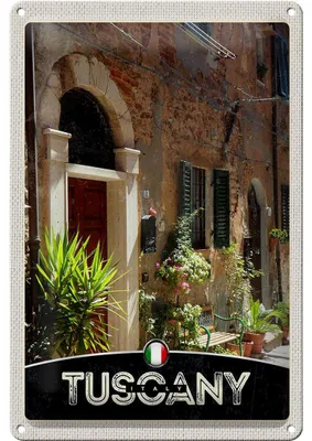 Produktbild von Blechschild Reise 20x30cm Toskana Italien Gebäude Pflanzen Dekoration