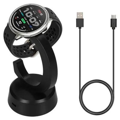 Produktbild von kwmobile USB Ladegerät kompatibel mit Amazfit Bip 6 / Amazfit Active 2 (A2437) / Active 2 Square (A2434) - USB Kabel Charger Stand - Smart Watch