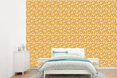 Produktbild von MuchoWow® Fototapete für Wohnzimmer oder Schlafzimmer Wandtapete Vinyl Motivtapete Muster - Blätter - Blumen - 385x280 cm - Wallpaper