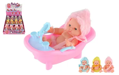 Obrázok produktu pre Bábika pre deti, v kočíku, plastová, s mäkkým telom, s pohyblivými končatinami, 12 cm, 3 druhy, 12 kusov v balení