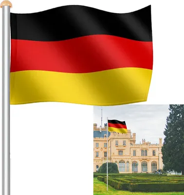 Produktbild von Jopassy Fahnenmast Alu Seilzug inkl Deutschlandfahne Mast Bodenhülse Flagge Fahnen Fahnenstange Flaggenmast 6,50m inkl