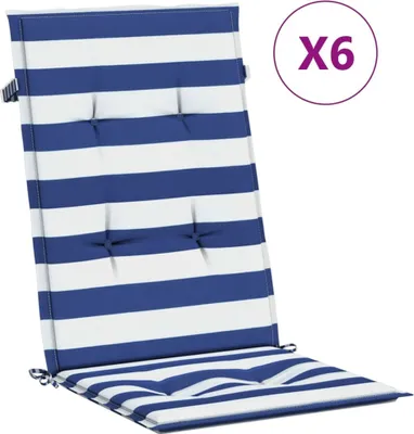 Produktbild von Hochlehner-Auflagen 6 Stk. Blau & Weiß Gestreift Stoff